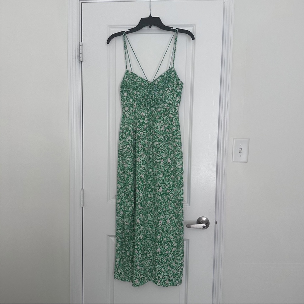 Zara Green Floral Midi Dress w/ High Slit - M - Picture 3 of 9